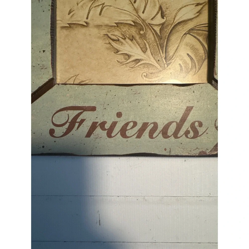 CBK Friends Picture Frame Teal Cream Distressed Rustic Shabby Chic Wood 4x6 5x7